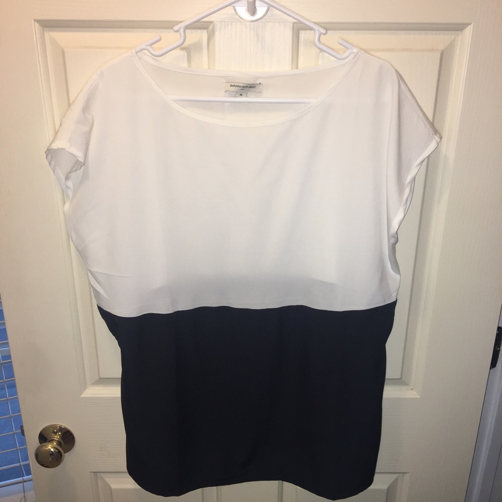 Banana Republic white and navy dress top
