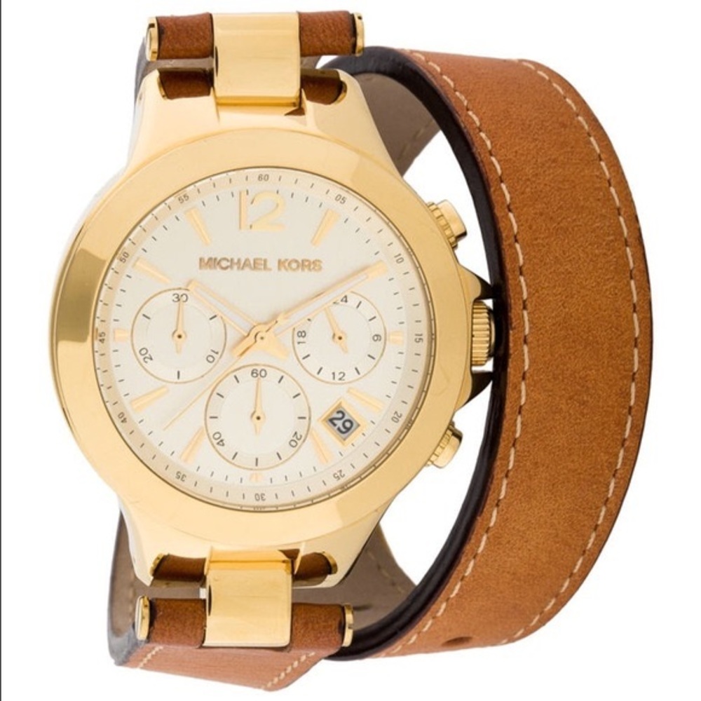MK Leather Double Wrap Watch