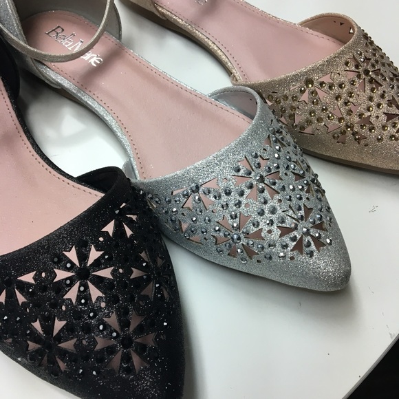 Silver glitter pointed toe flat - Picture 2 of 4