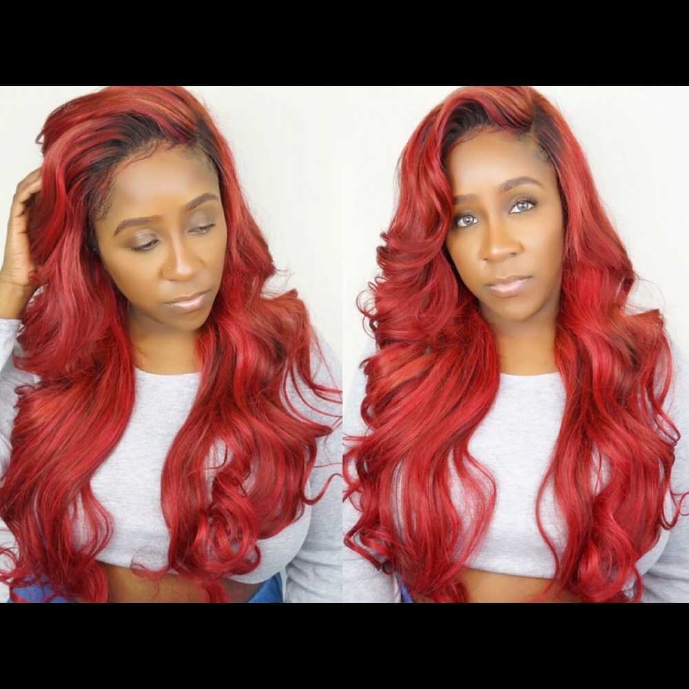 Wine Ombré Lace Front Wig - Picture 3 of 7