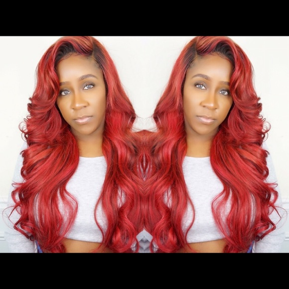 Wine Ombré Lace Front Wig - Picture 4 of 7