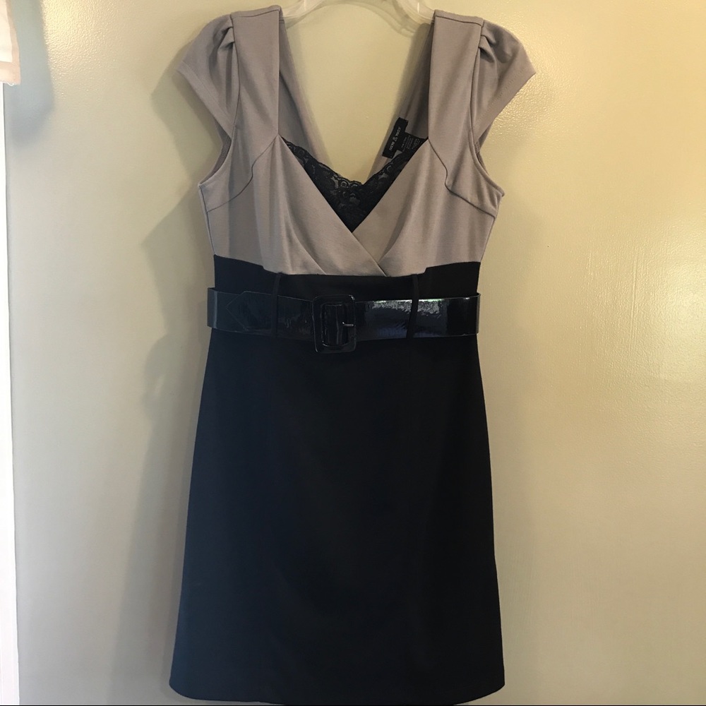 Gray and black dress