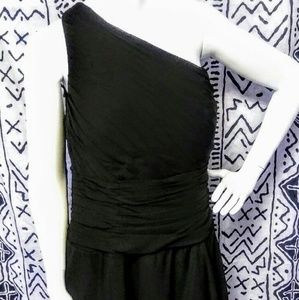 Black asymmetrical strap dress