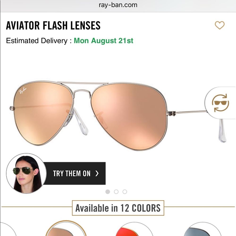 Ray Ban Aviator "flash lenses" sunglasses
