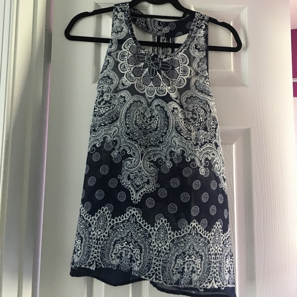 Cute blue and white patterned blouse