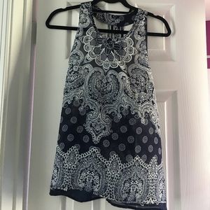 Cute blue and white patterned blouse