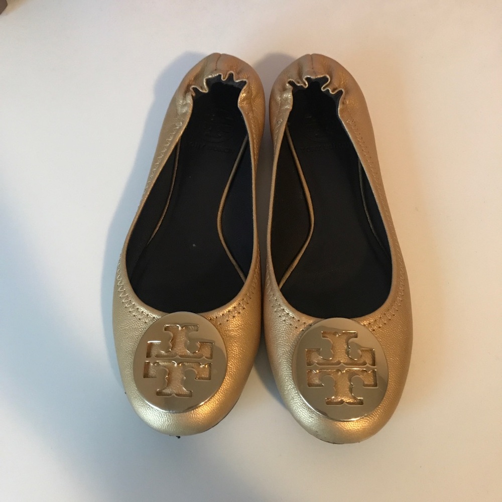 Tory Burch gold flats
