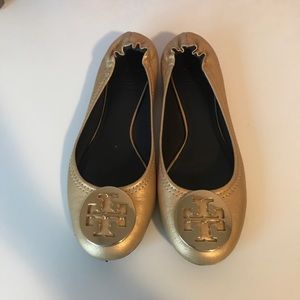 Tory Burch gold flats