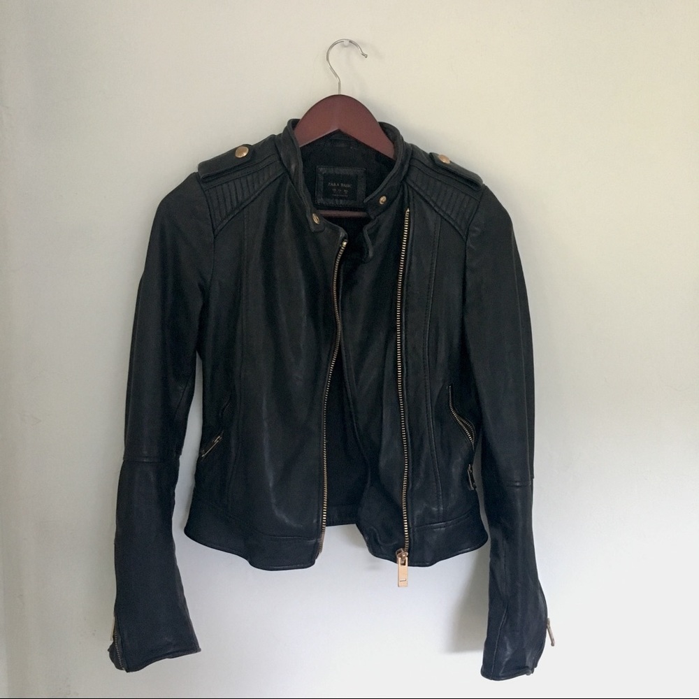 Genuine leather biker jacket