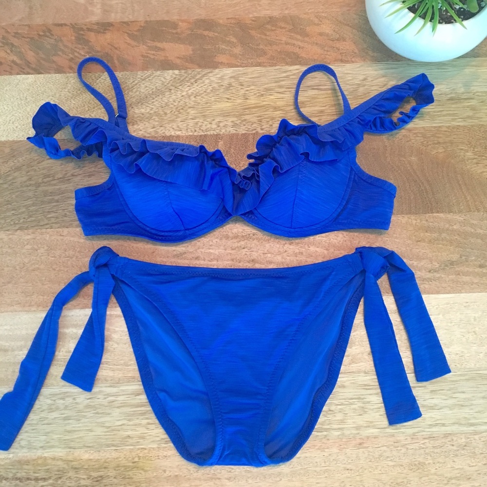 Betsey Johnson Ruffle Royal Blue Swim Bikini