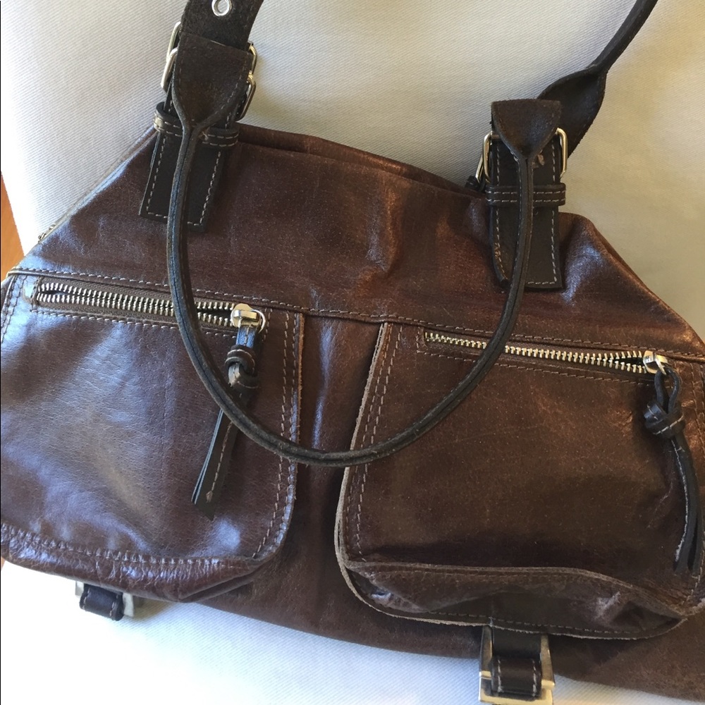 Barneys Brown Leather Shoulder Bag.