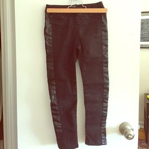 Black Jeans With Leather Sides