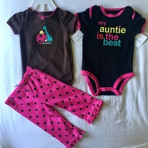 Best auntie Carter's onesie set 3 piece bundle NEW