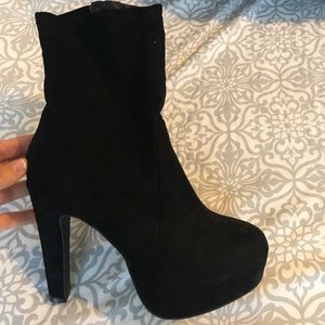 Suede Black Booties