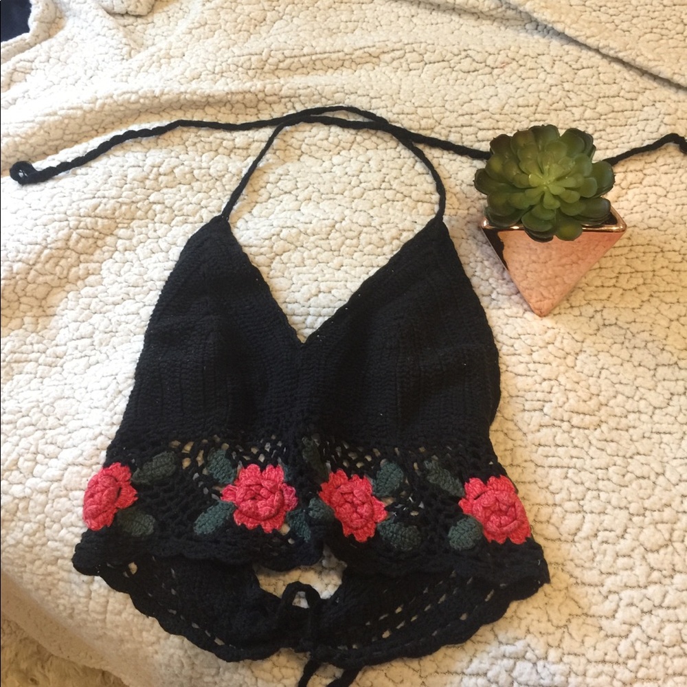 Urban outfitters ecote crochet crop top