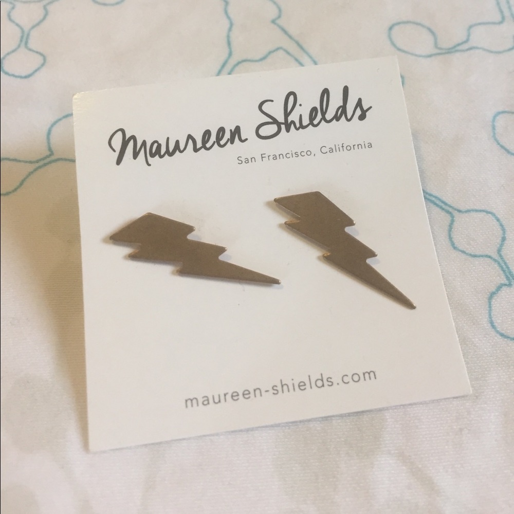 Gold plated post Bolt earrings