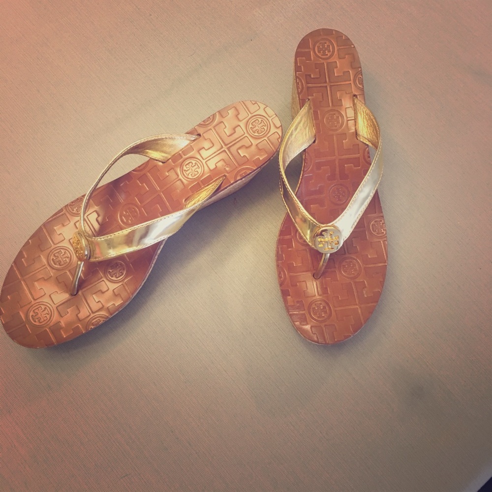 Tory Burch cork thong wedges