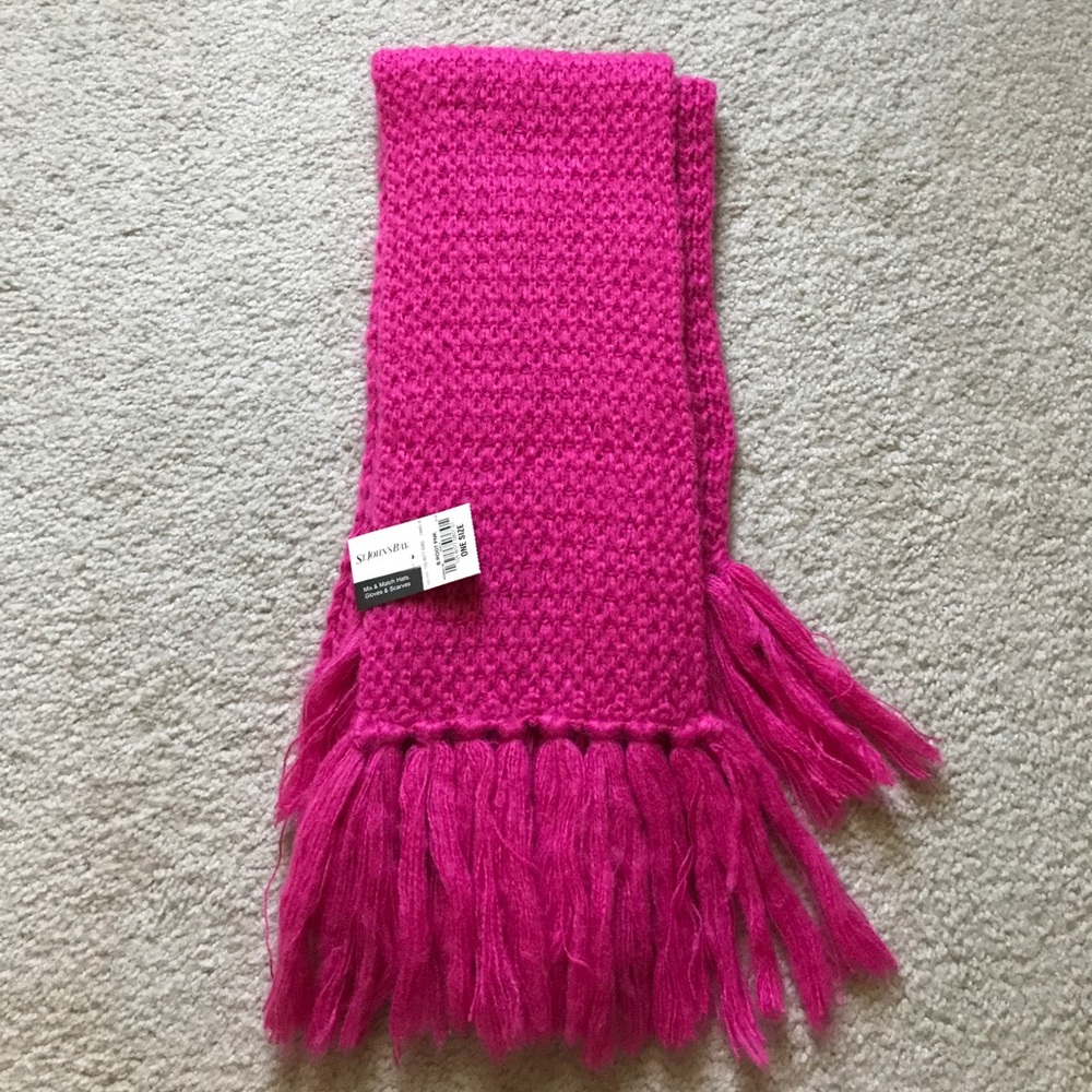 Pink knitted scarf