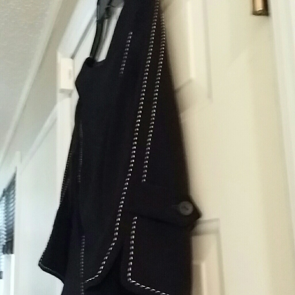 Black dress with white stitching