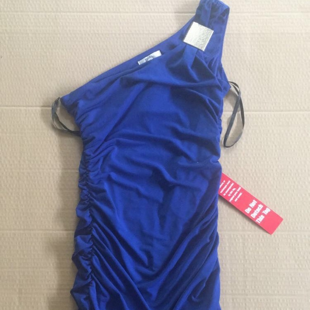 Blue one shoulder formal dress