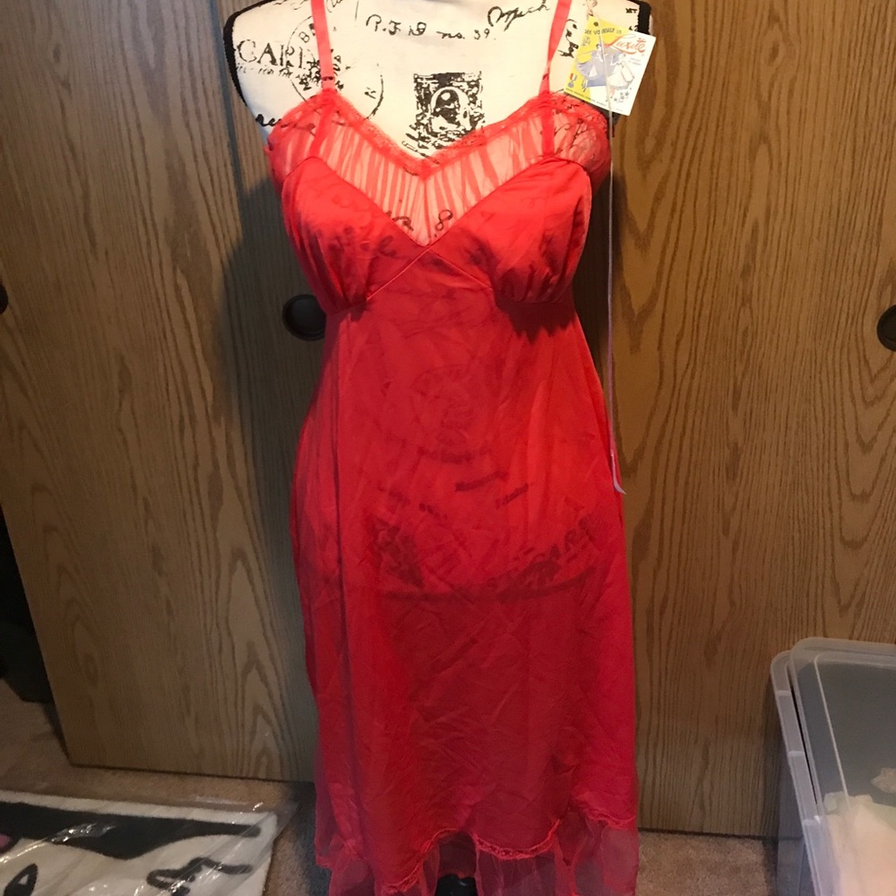 Vintage small red sexy slip dress