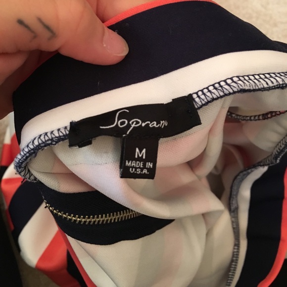 Pink, blue and white striped skater skirt - Picture 5 of 6