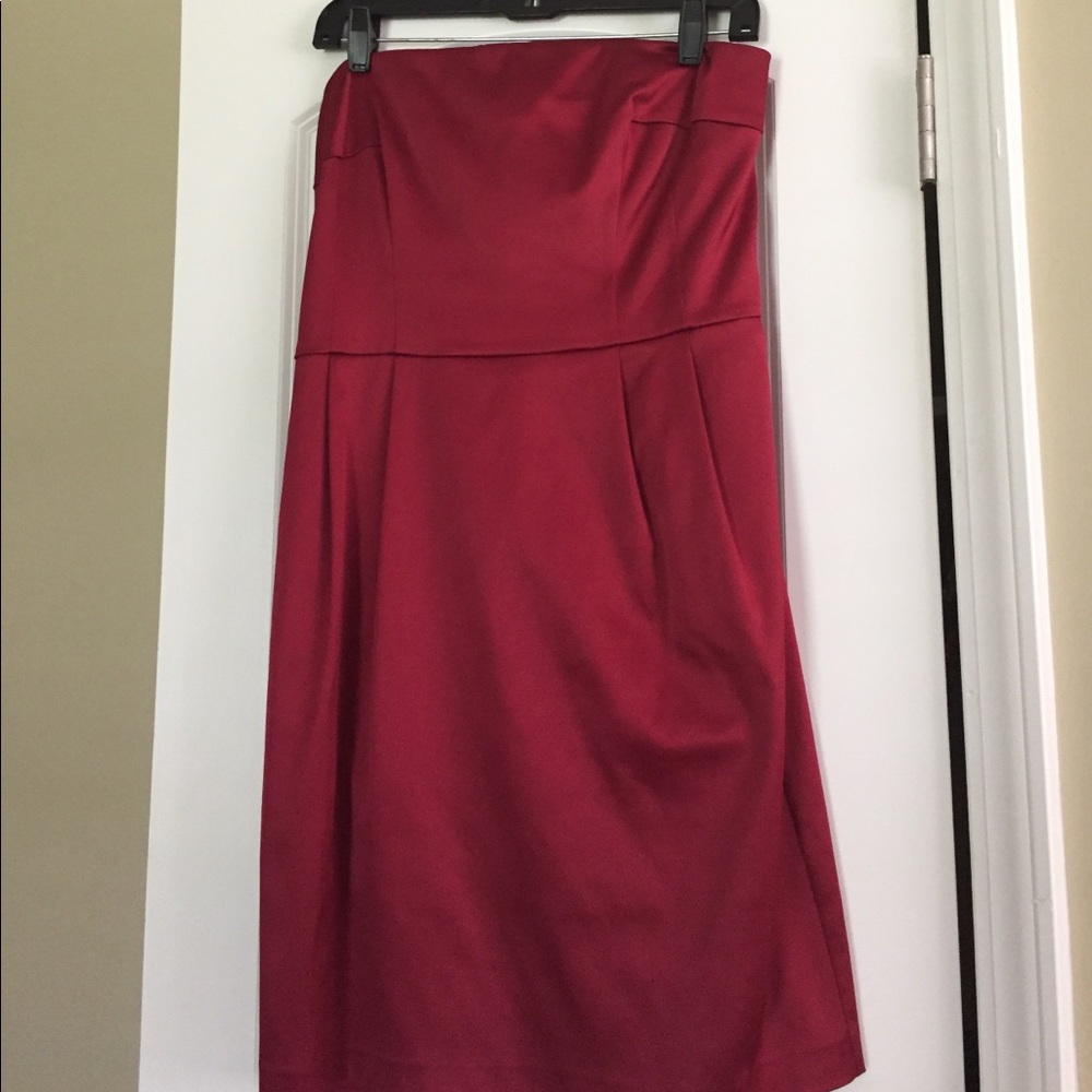 Express Red Strapless Satin Dress
