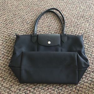 Longchamps black on black tote