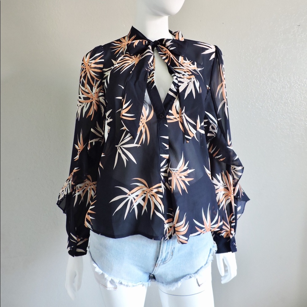 Long Sleeve Floral Ruffle Top