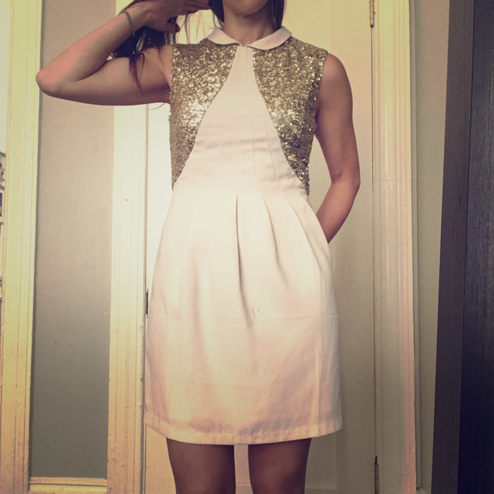 Cream and Gold Sequin dress