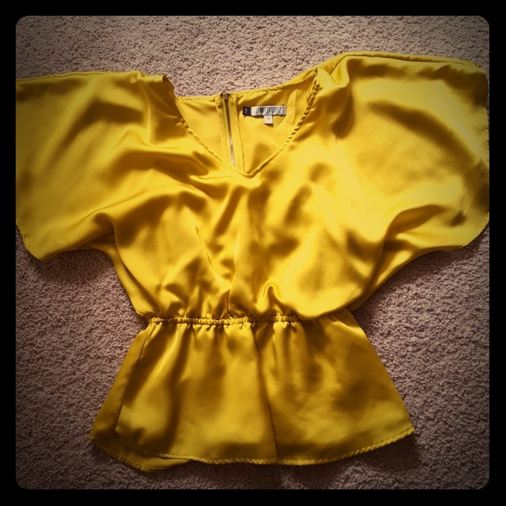 Jennifer Lopez Bright Gold Silky Butterfly Top