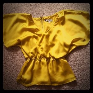 Jennifer Lopez Bright Gold Silky Butterfly Top