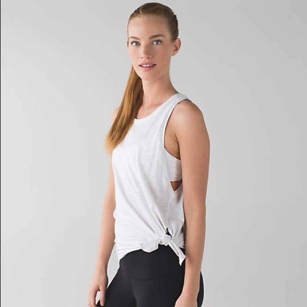 Lululemon heather white/cream tie and go tank