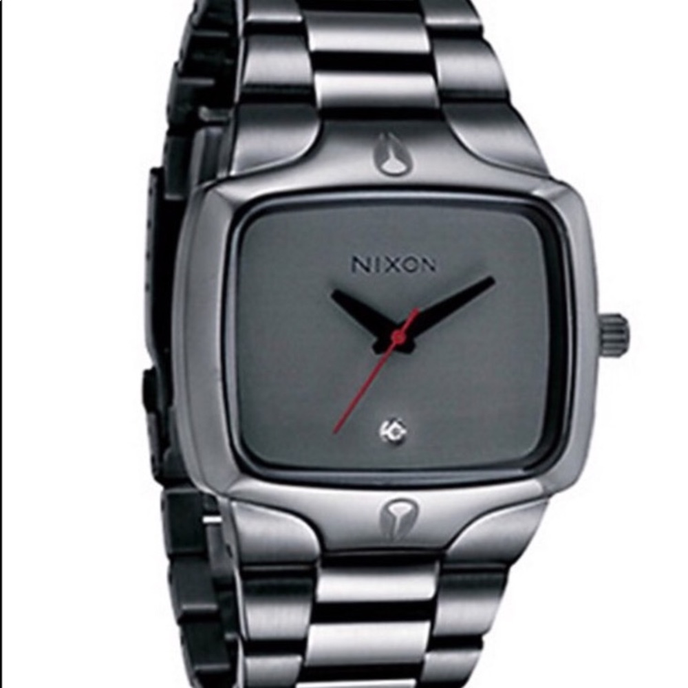 NIXON Player gunmetal analog watch real Diamond.