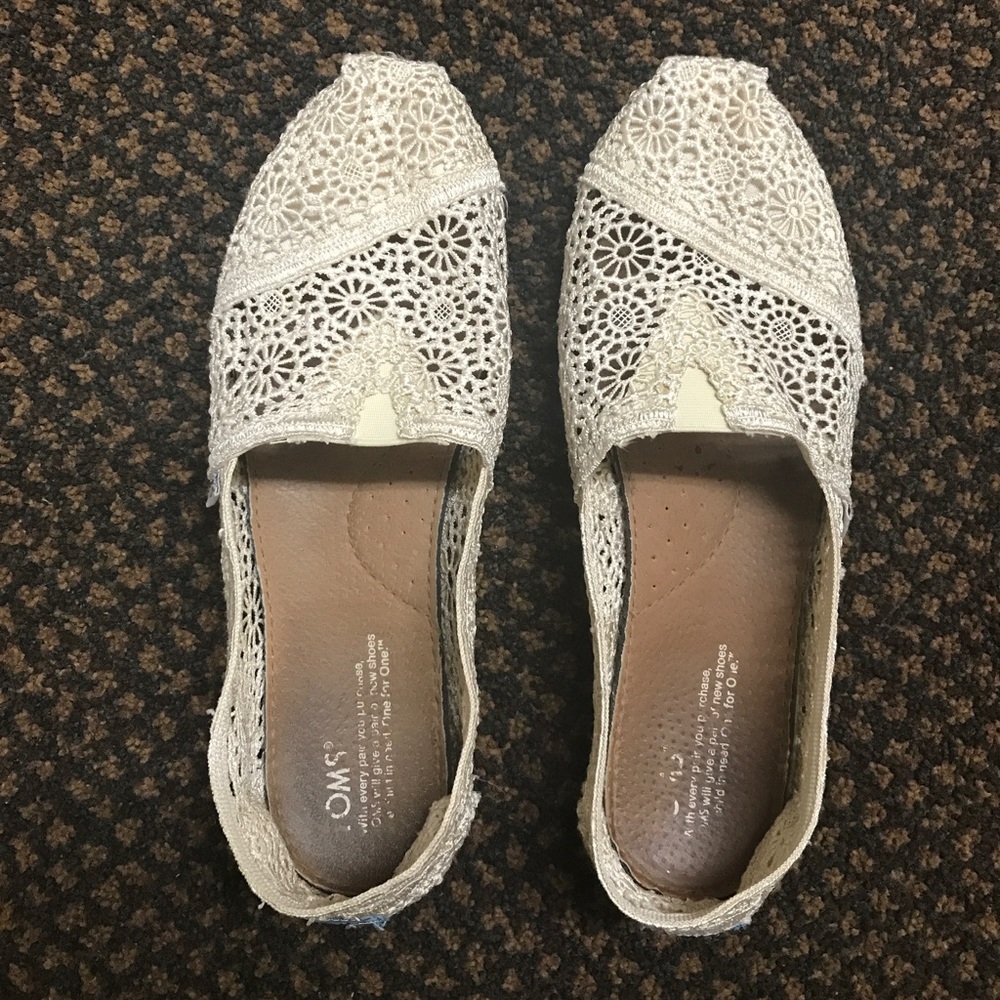 White Crochet Toms - Size 9
