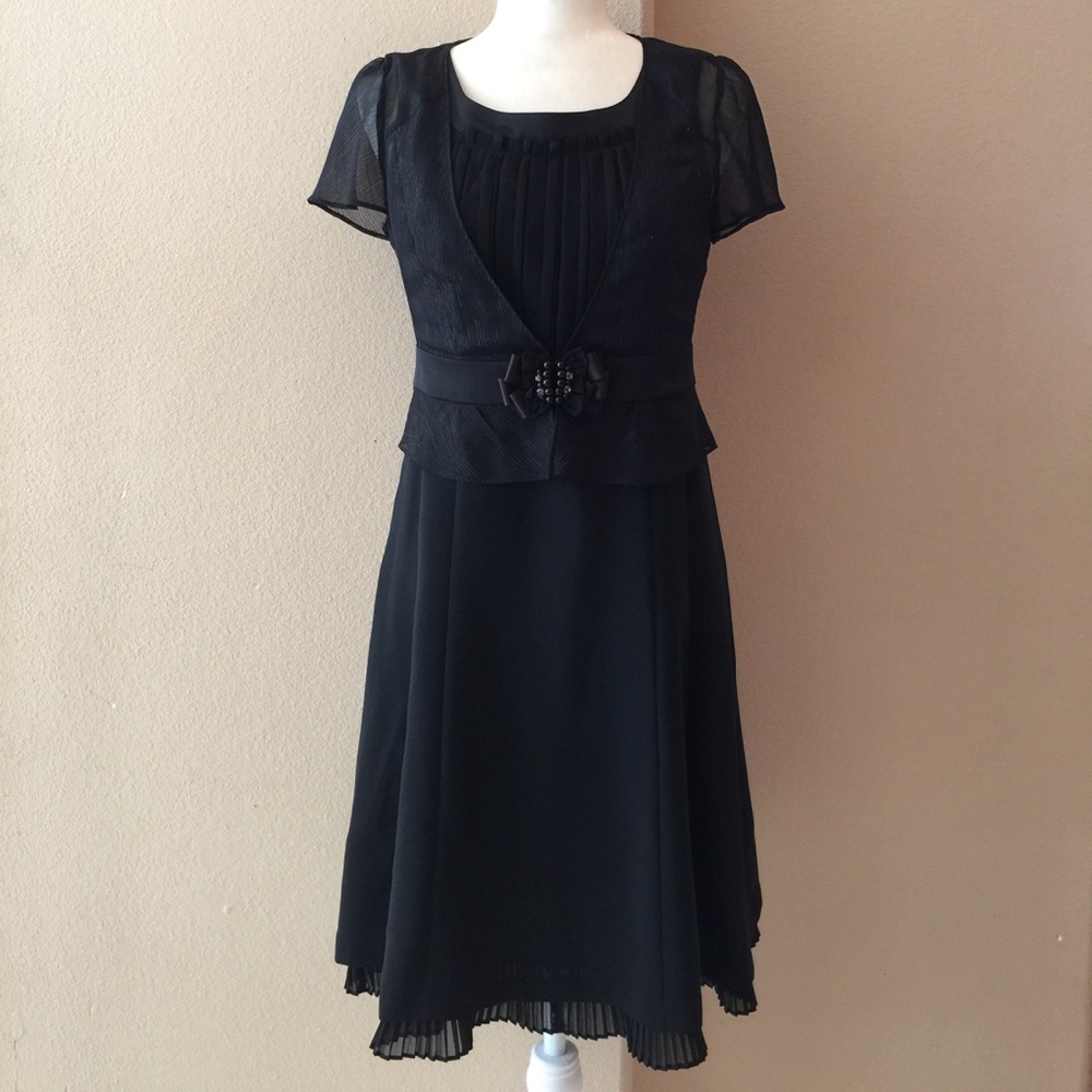Vintage Style Black Dress With Attached Cardigan NWOT