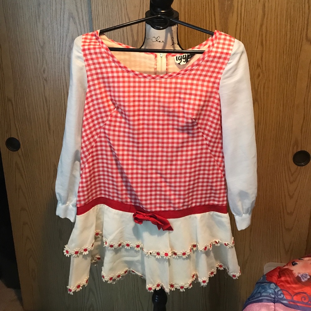 True vintage twiggy mod gingham check dress
