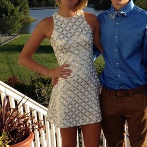 White & Gold Sequin Homecoming/ Night out Dress