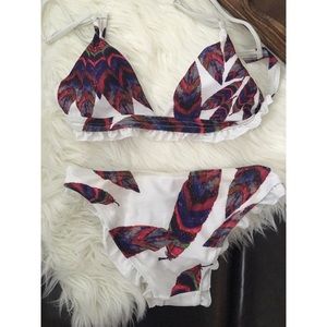 Boho feather bikini set