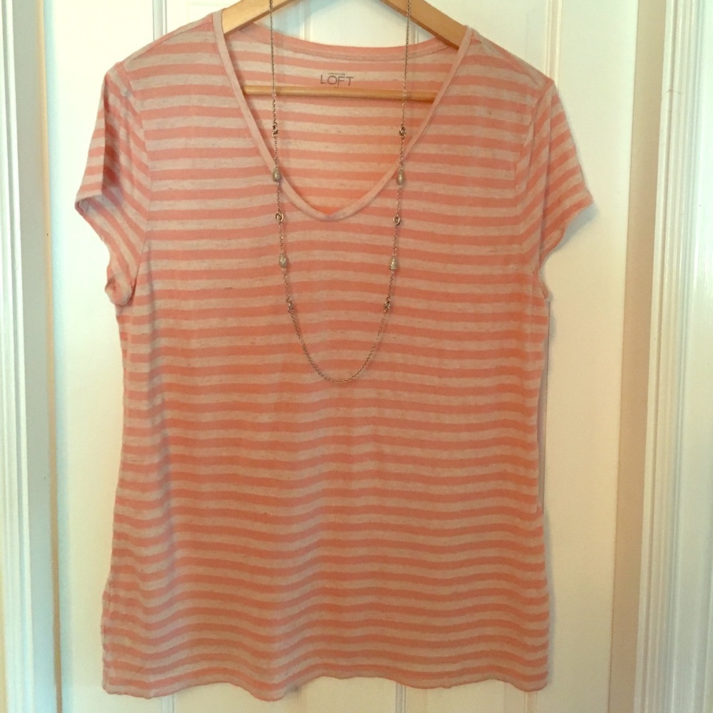 Pink Striped Ann Taylor Loft T-shirt