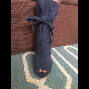 BNIB Dark blue suede peep toe bootie 9.5M