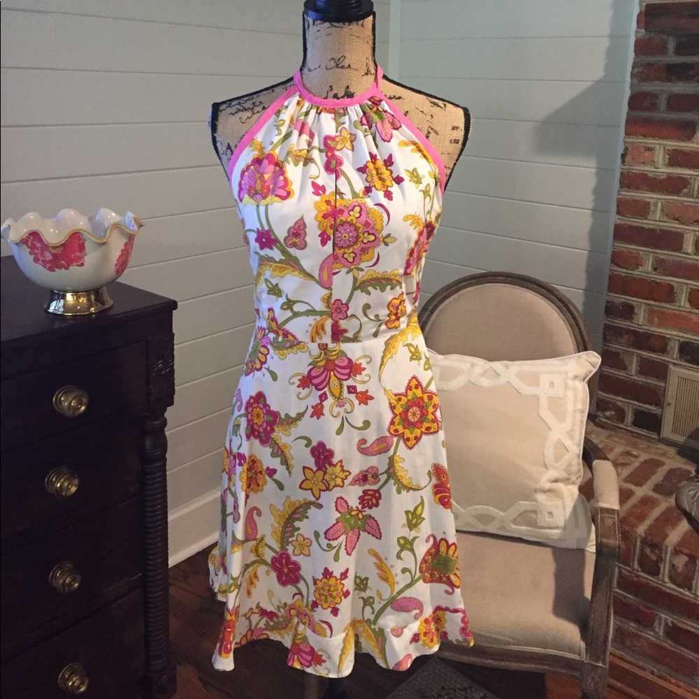 Love-Life Floral Halter Flounce Dress Sz XS