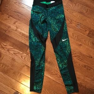 Nike Pro blue and green leggings