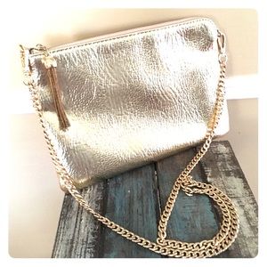 Light Gold Clutch / Crossbody with Gold Chain