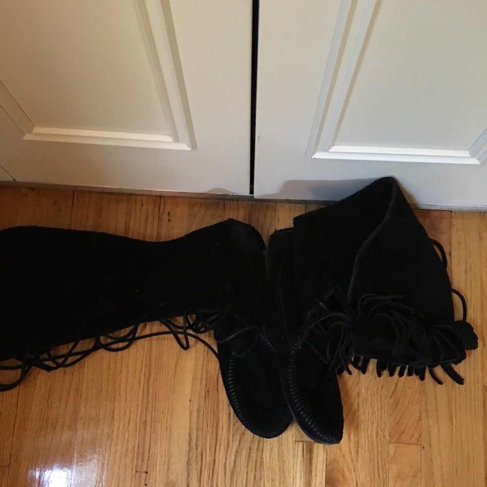 Black Minnetonka Lace Up Boots