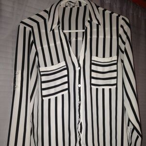 Express Black & White stripped dress shirt.