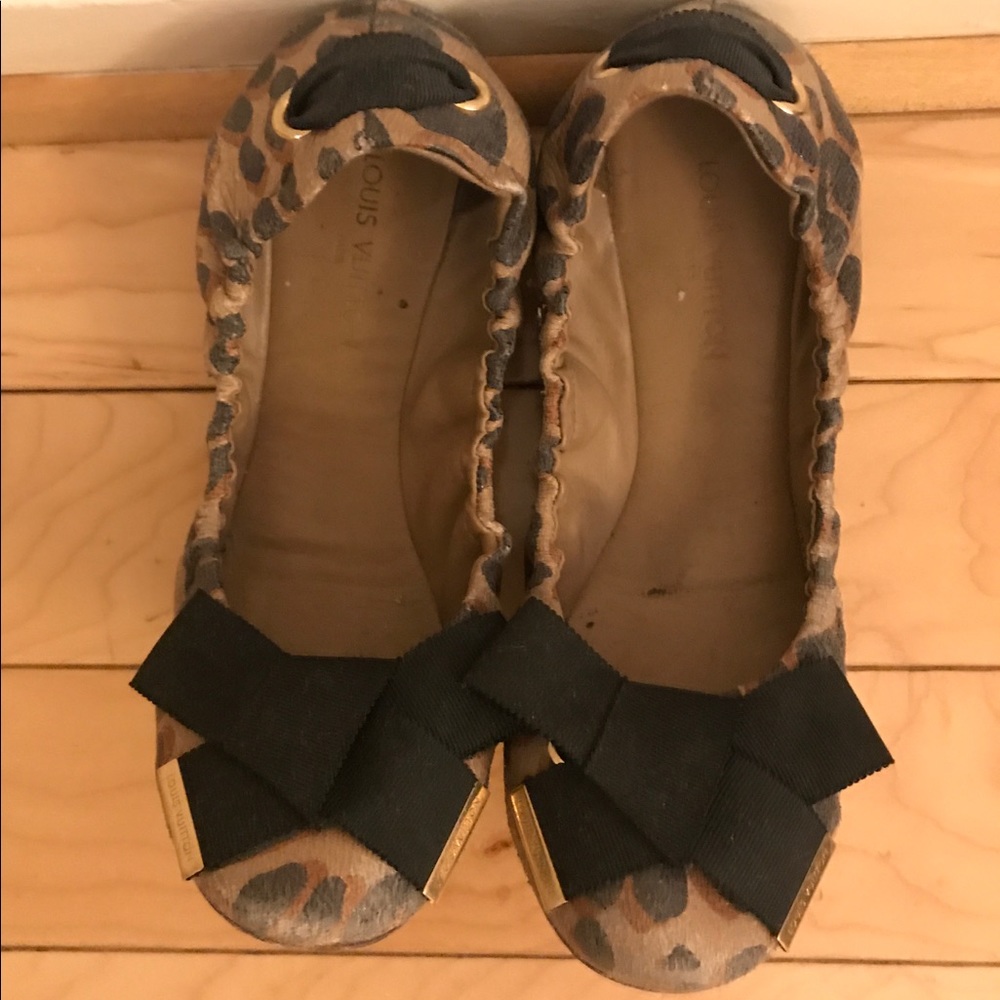 Louis Vuitton Lambskin Leopard Ballerina Flats
