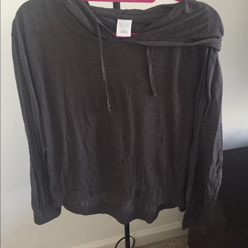 Charcoal grey long sleeve hooded top