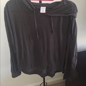 Charcoal grey long sleeve hooded top