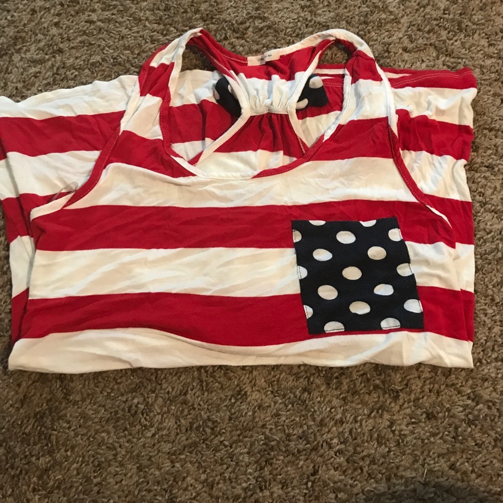 America inspired flowy tank with bow on back